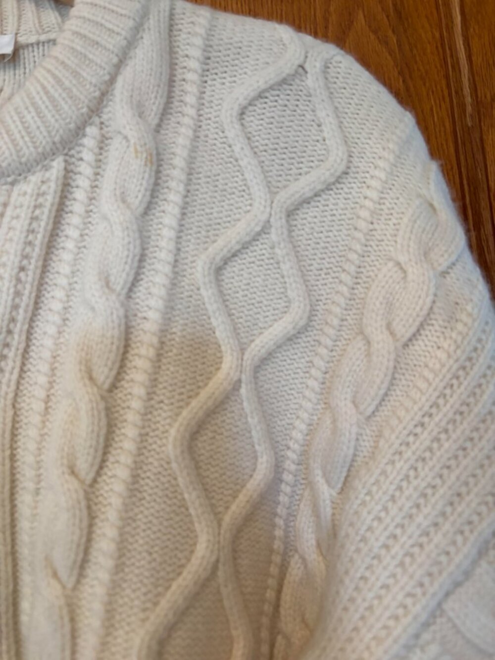 WHITE FRAME ZIP FRONT CABLE CROPPED CARDIGAN 100% MERINO WOOL MEDIUM NEVER WORN - Picture 3 of 7